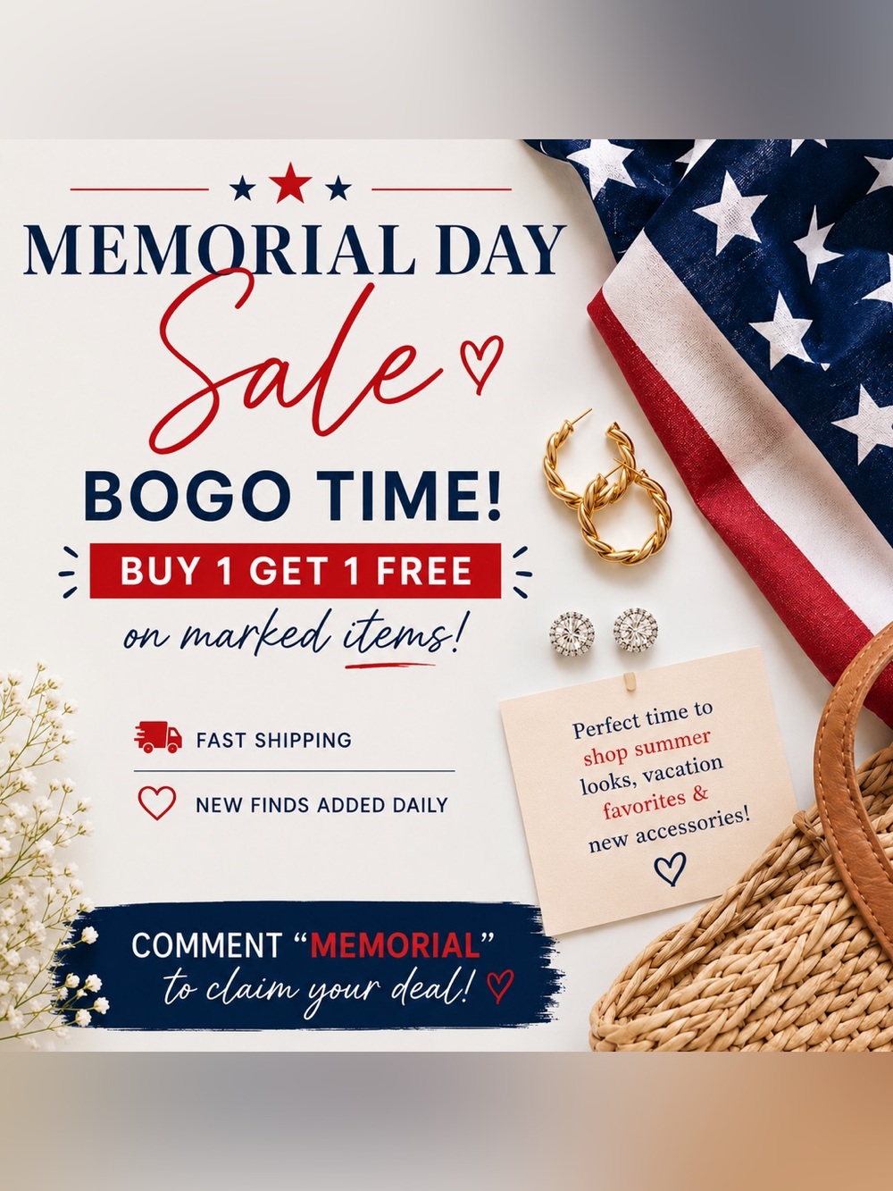 BOGO BOGO TIME ❤️🤍💙
Buy 1 item = Get 1 FREE on